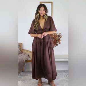 Millibon Chocolate Brown Midi Dress